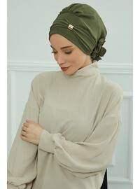 Aerobin Fabric Instant Turban With Accessories,Khaki Green,Ht 95 Instant Scarf