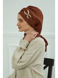 Aerobin Fabric Instant Turban With Accessories,Dark Brown,Ht 94 Instant Scarf