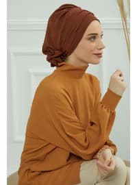 Aerobin Fabric Instant Turban With Accessories,Dark Brown,Ht 95 Instant Scarf