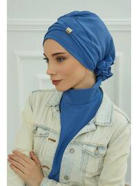 Aerobin Fabric Instant Turban With Accessories,Blue,Ht 95 Instant Scarf