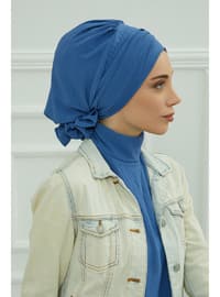 Aerobin Fabric Instant Turban With Accessories,Blue,Ht 95 Instant Scarf