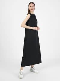 Cotton Fabric Sleeveless Dress Black
