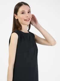 Cotton Fabric Sleeveless Dress Black