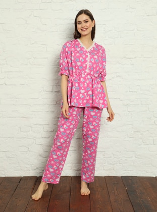 Lace Pajama Set Fuchsia