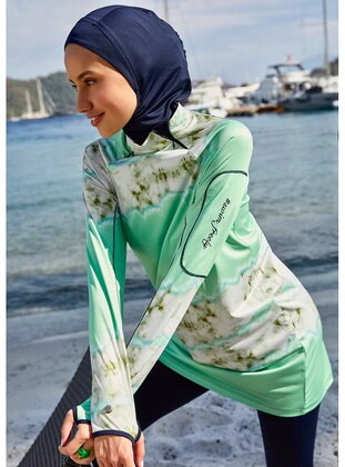 Sea-green - Unlined - Full Coverage Swimsuit Burkini - Mayovera