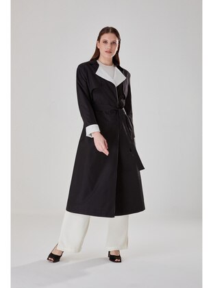 Black - Double-Breasted - Trench Coat - MIZALLE