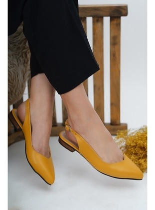 Yellow - Flat Shoes - DİVOLYA