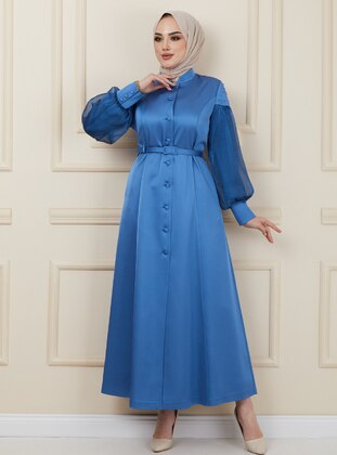 Blue - Fully Lined - Trench Coat - Olcay