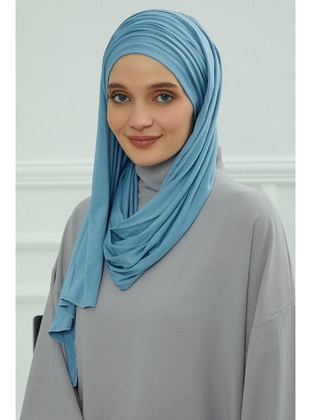Shirred Combed Combed Cotton Undercap Shawl Blue