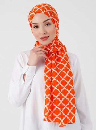 Orange - Printed - Shawl - Daisy Accessory