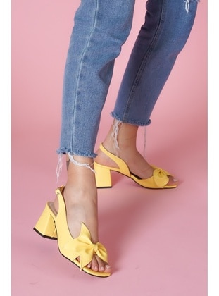Ribbo Yellow Bow Heel Sandals