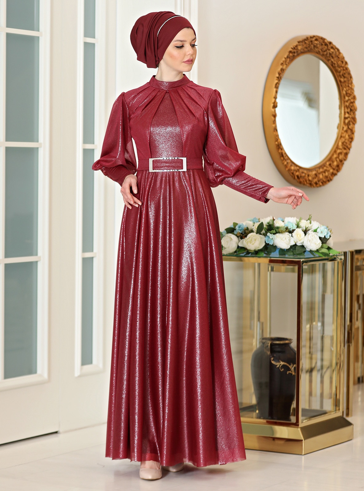 Maroon - Fully Lined - Modest Evening Dress