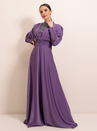 Lilac - Fully Lined - Modest Evening Dress - By Saygı