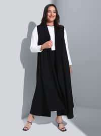 Plus Size Knitted Fabric Vest Black