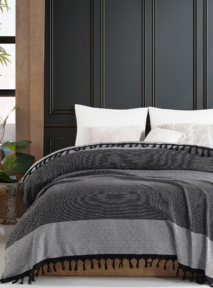 Cotton Double Pique And Bedspread Anthracite