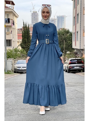 Petrol - Modest Dress - MODAPİNHAN