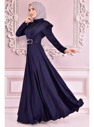 Navy Blue - Modest Dress - Moda Merve