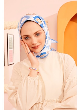 Womens scarf kashmiri headscarf shawl fine wrap ladies soft hijab blue floral