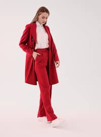 Red - Fully Lined - Cotton - Shawl Collar - Suit