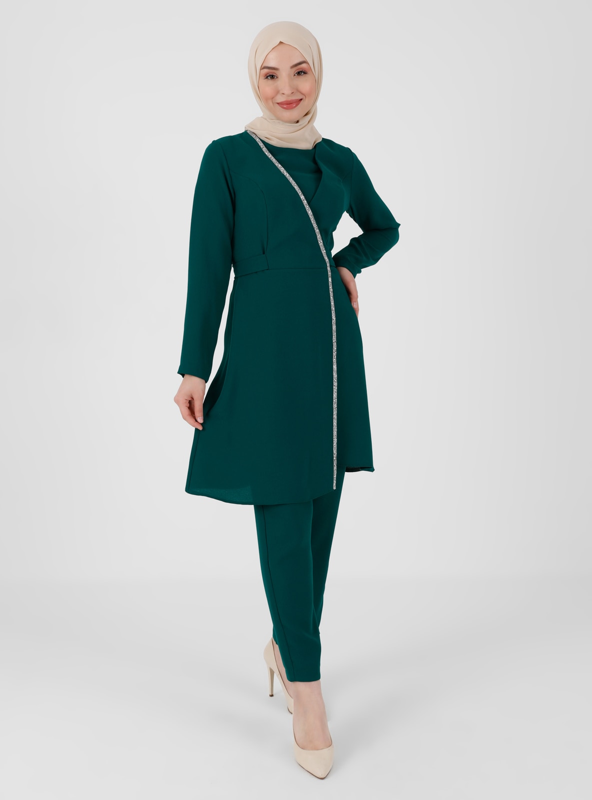 Fully Lined - Emerald - Crew neck - Evening Suit