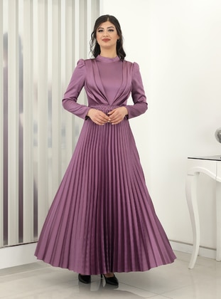 Lilac - Fully Lined - Crew neck - Modest Evening Dress - Rana Zenn