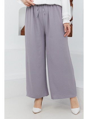 Gray - Plus Size Pants - İmaj Butik
