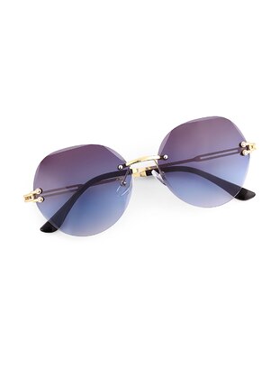 Crystal Round Women Sunglasses Navy Blue