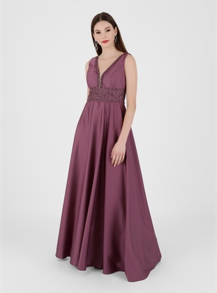 Fully Lined - Multi - Lilac - V neck Collar - Evening Dresses - Stradaline