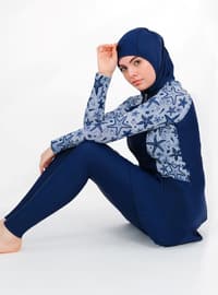 Navy Blue - Unlined - Full Coverage Swimsuit Burkini