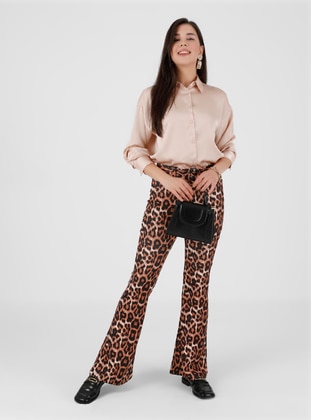 Brown - Black - Leopard - Pants - SENSE
