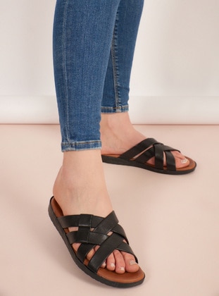 Black - Sandal - Slippers - Shoestime