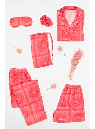 Red - Pyjama Set - For You Moda