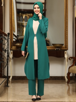 Unlined - Emerald - Crew neck - Evening Suit - Azra Design
