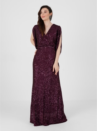  - Double-Breasted - Modest Plus Size Evening Dress - Drape