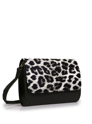 White - Leopard - Crossbody - Satchel - Faux Leather - Black -  - Shoulder Bags - Stilgo