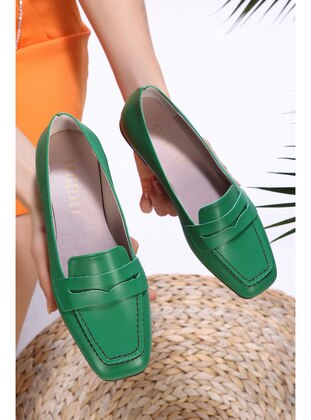 Flat - Çimen Yeşili - Flat Shoes - Shoeberry
