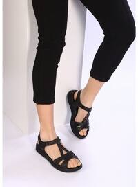 Flat Sandals - Black - Sandal