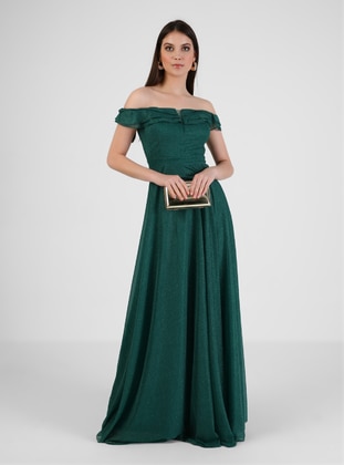 Fully Lined - Emerald - Sweatheart Neckline - Evening Dresses  - Meksila
