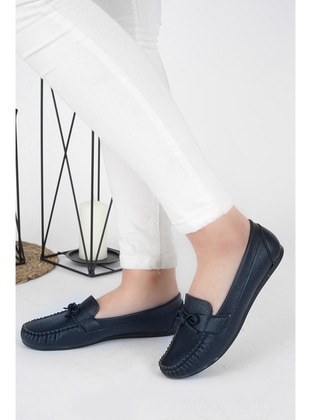 Navy Blue - Flat - Flat Shoes  - Aska Shoes