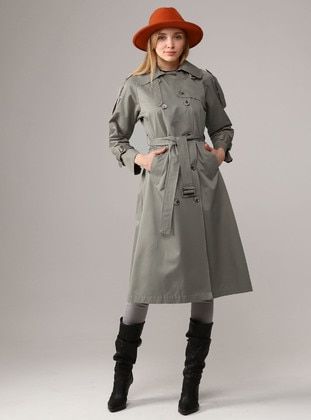 Button Down Trenchcoat Olive