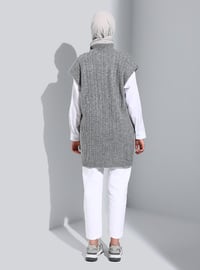 Gray - Polo neck - Unlined - Knit Tunics