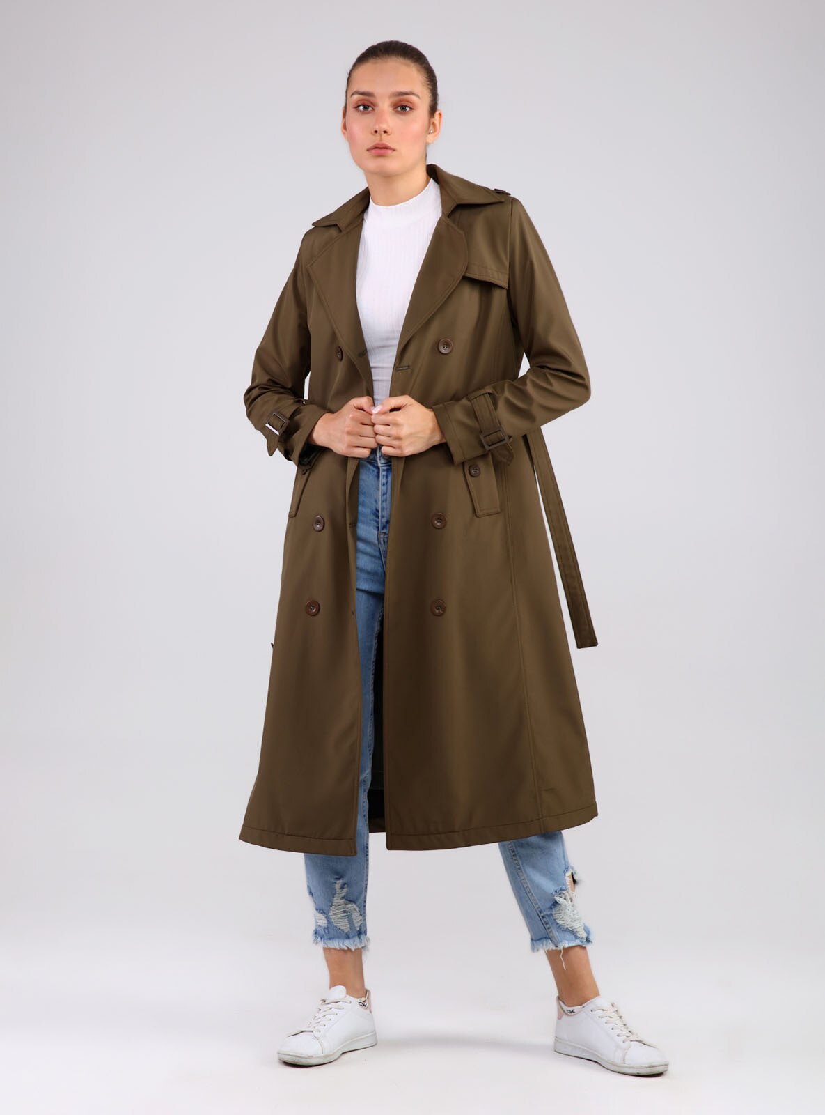 - Fully Lined - V neck Collar - Trench Coat