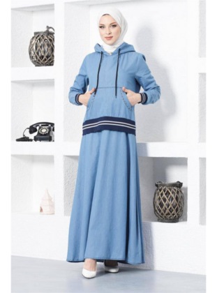 Light Navy Blue - Modest Dress - Misskayle