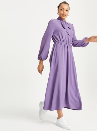 Lilac - Crew neck - Unlined - Modest Dress - XANZAD