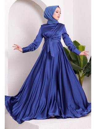 İmaj Butik Navy Blue Modest Evening Dress