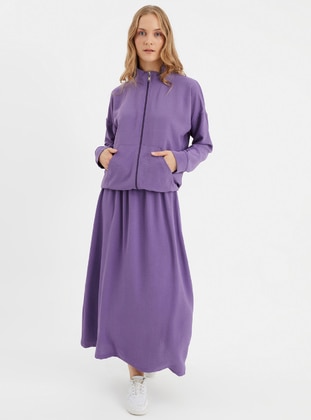 Lilac - Unlined - Polo neck - Suit - XANZAD