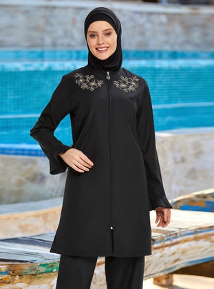 Full Covered Hijab Swimsuit Black