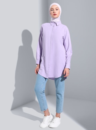 Hidden Button Oxford Tunic Lilac