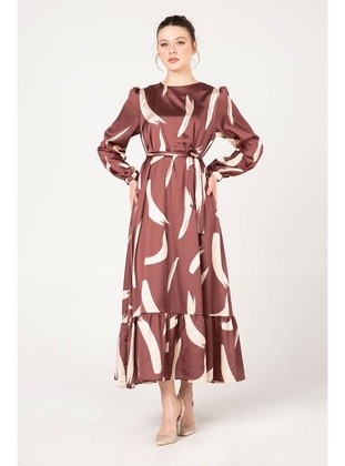Brown - Modest Dress - Melike Tatar