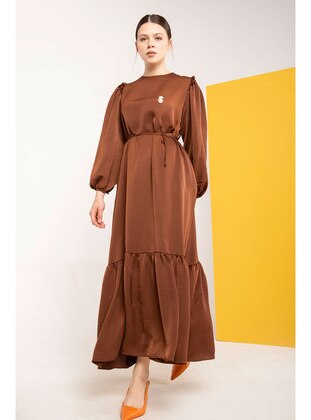 Brown - Modest Dress - Melike Tatar